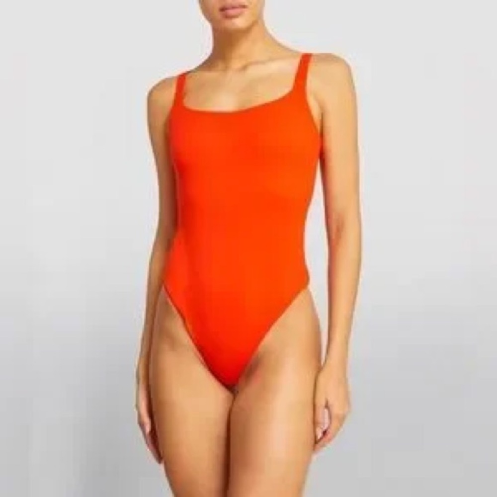 SKIMS Vibrant Bright Fire Orange Size S/M One Piece Bodysuit Top